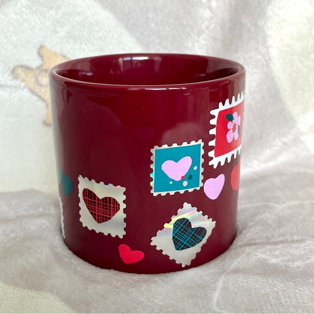 NEW Starbucks Valentines Red Holographic Ceramic Love Letter Heart Stamp Mug - Picture 3 of 6